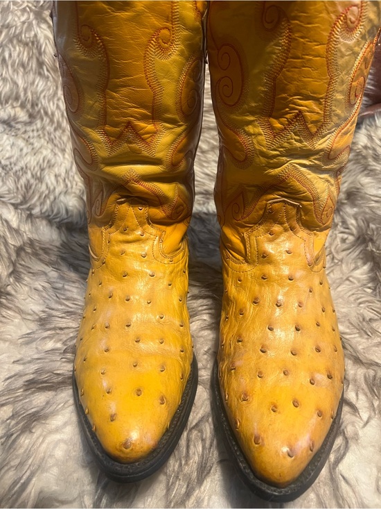 Men\'s Yellow Ostrich Leather Western Boots Sz 9.5 main image 9